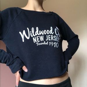 🌞(2/$15) Navy Blue Sweatshirt Crop Top